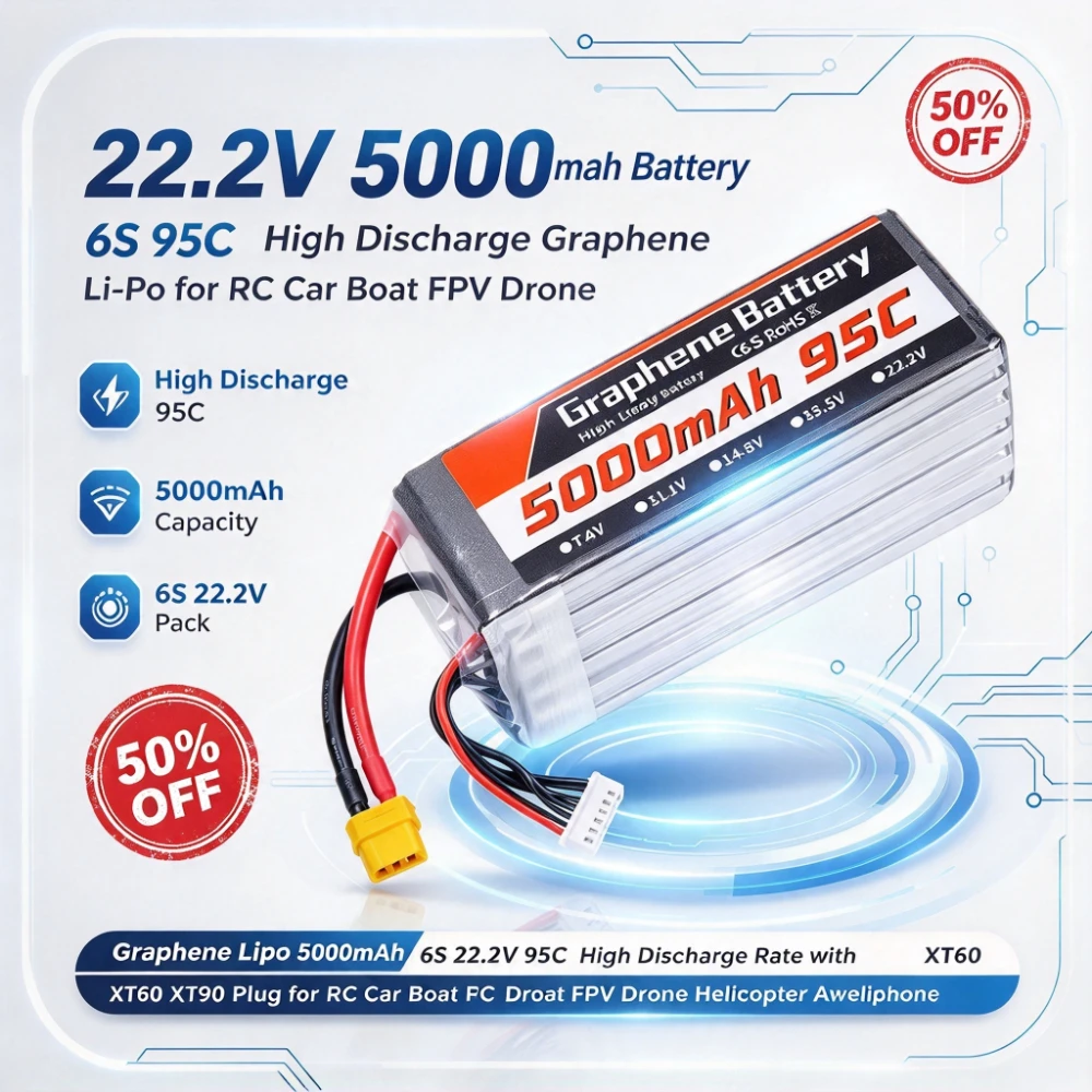 5000mAh 6S 22.2V 95C Graphene  - 6S Lipo Battery 22.2V 5000Mah review and price
